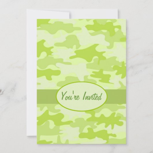 Invitation Lime Green Camo, Fête du Camouflage (Devant)