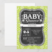 Invitation Lime Green Chalkboard Floral Baby shower Invitatio (Devant / Derrière)
