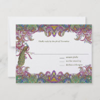 Invitation Lime Green et Raspberry Mariage damassé