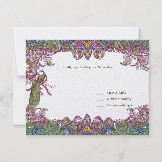 Invitation Lime Green et Raspberry Mariage damassé (Devant)