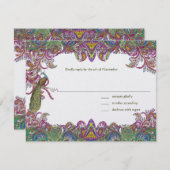 Invitation Lime Green et Raspberry Mariage damassé (Devant / Derrière)