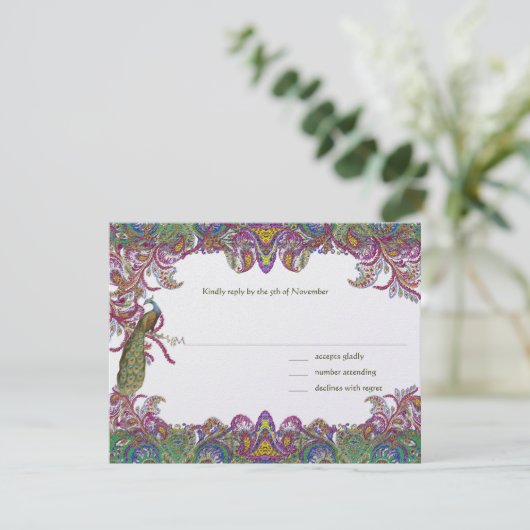 Invitation Lime Green et Raspberry Mariage damassé (Debout devant)