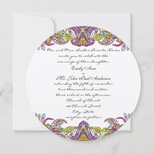 Invitation Lime Green et Raspberry Mariage damassé (Devant)