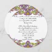 Invitation Lime Green et Raspberry Mariage damassé (Devant / Derrière)