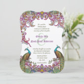 Invitation Lime Green et Raspberry Mariage damassé (Debout devant)