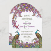 Invitation Lime Green et Raspberry Mariage damassé (Devant / Derrière)