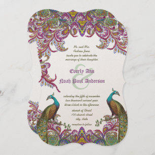 Invitation Lime Green et Raspberry Mariage damassé