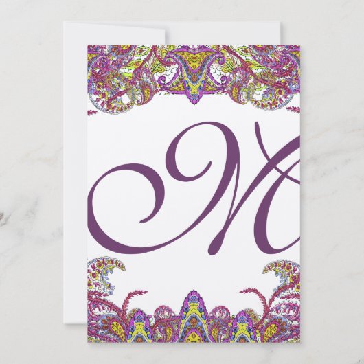 Invitation Lime Green et Raspberry Mariage damassé (Dos)