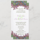 Invitation Lime Green et Raspberry Mariage damassé (Devant / Derrière)