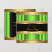 Invitation Lime Green Gold Black Elégante fête d'anniversaire (Devant / Derrière)