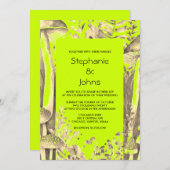 Invitation Lime Green Gold Champignons Brown Bois Mariage (Devant / Derrière)