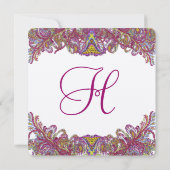 Invitation Lime Green Gold Mariage damassé (Dos)