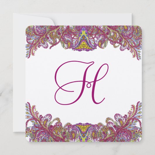 Invitation Lime Green Gold Mariage damassé (Dos)