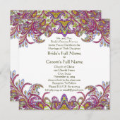 Invitation Lime Green Gold Mariage damassé (Devant / Derrière)