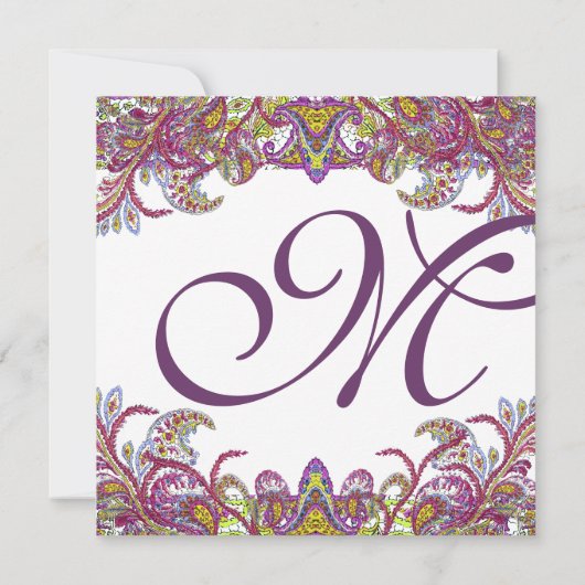 Invitation Lime Green Gold Mariage damassé (Dos)