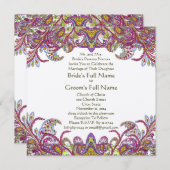 Invitation Lime Green Gold Mariage damassé (Devant / Derrière)