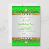 Invitation Lime Green Gold White Diamond Anniversaire (Devant)