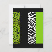 Invitation Lime Green Leopard et Zebra Poster de animal Party (Dos)