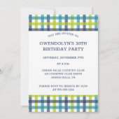 Invitation Lime Green, Navy et Turquoise Blue Plaid Invitati (Devant)