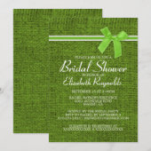 Invitation Lime Green Rustic Burlap Bridal Shower (Devant / Derrière)