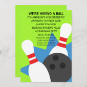 Invitation Lime Green sur l'invitation du Ball Bowling Party (Devant / Derrière)