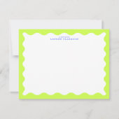 Invitation Lime Green Wavy Frame Note Card with Cobalt Text (Devant)