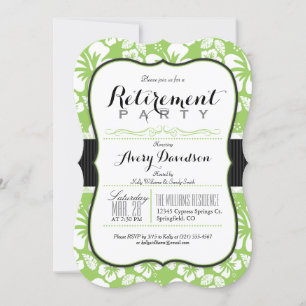 Invitation Lime Green & White Tropical Retirement Party
