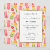 Invitation Lime Pineapple Yellow Watermelon Fruity Birthday (Devant / Derrière)