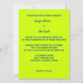 Invitation Lime Vert Bleu Mariage brillant couleur simple (Devant)