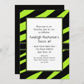 Invitation Lime vert et noir zèbre gris doux 16 Invita (Devant / Derrière)