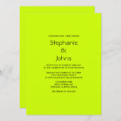 Invitation Lime Vert Noir Simple Minimal Coloré Mariage (Devant / Derrière)