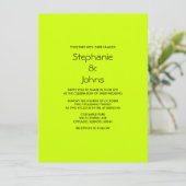 Invitation Lime Vert Noir Simple Minimal Coloré Mariage (Debout devant)