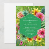 Invitation Lime Vibrant Bloom Wedding (Devant / Derrière)