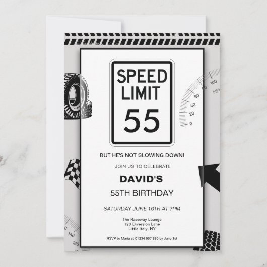 Invitation Limite de Vitesse 55 Ans 55e Anniversaire (Devant)