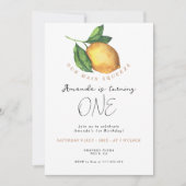 Invitation Limonade citron agrumes 1er anniversaire (Devant)
