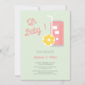 Invitation Limonade Rose Oh Baby Shower Code QR Moderne (Devant)