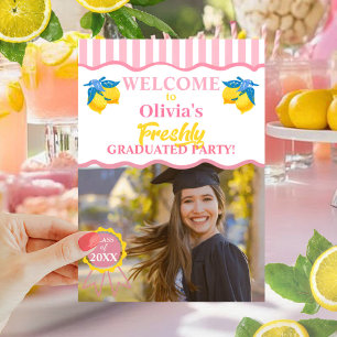 Invitation Limonade Rose Photo & Code QR de Diplômé Récent