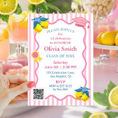 Invitation Limonade Rose Photo & Code QR de Diplômé Récent