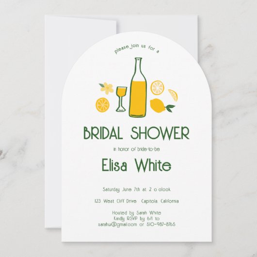 Invitation Limoncello Lemonade CUSTOM QR Arch Fête des mariée (Devant)