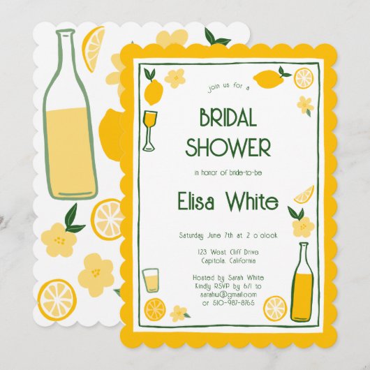 Invitation Limoncello Lemonade Fête des mariées personnalisée (Devant / Derrière)