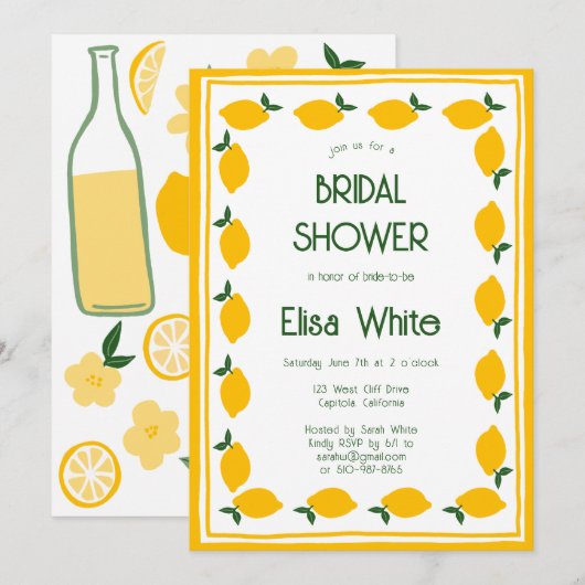 Invitation Limoncello Lemonade Fête des mariées personnalisée (Devant / Derrière)