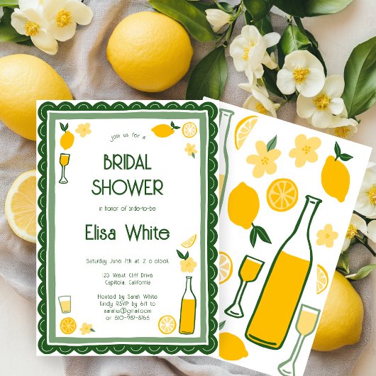 Invitation Limoncello Lemonade Fête des mariées personnalisée