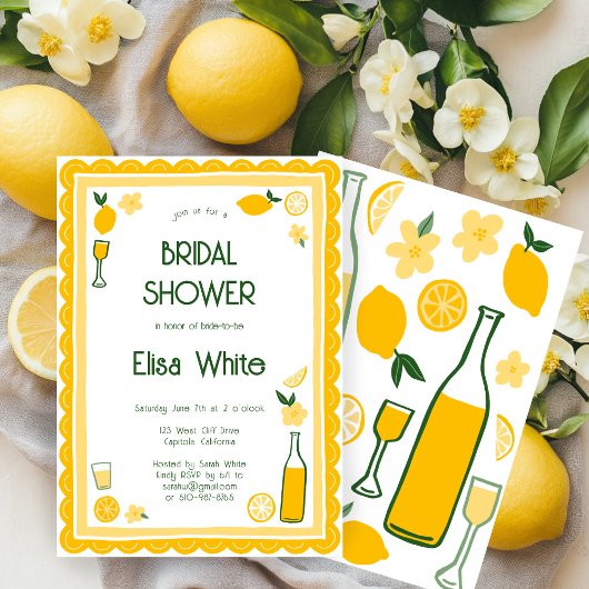 Invitation Limoncello Lemonade Fête des mariées personnalisée