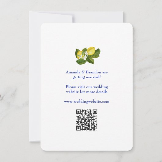 Invitation Limone I Citron italien & Carrelage bleu Enregistr (Dos)
