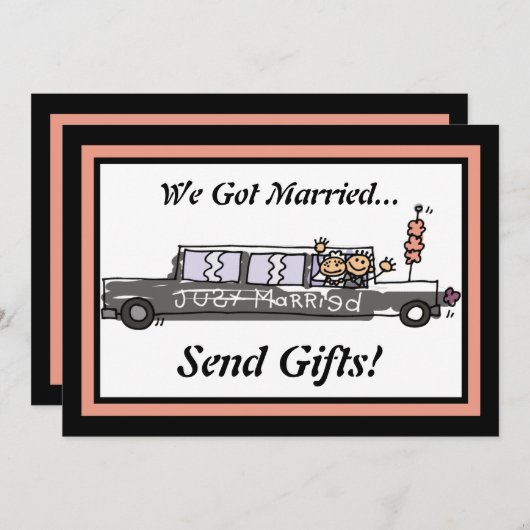 Invitation Limousine de mariage pour les mariés / Réception (Devant / Derrière)