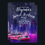 Invitation Limousine rose Ville Douce 16 Anniversaire Photo<br><div class="desc">Personnaliser pour votre événement</div>