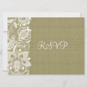 Invitation Lin Beige Naturel Burlap & Dentelle Florale Blanch (Dos)