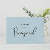 Invitation Lin Bleu Blanc Script Tu Seras Ma Servante D'Épous (Debout devant)