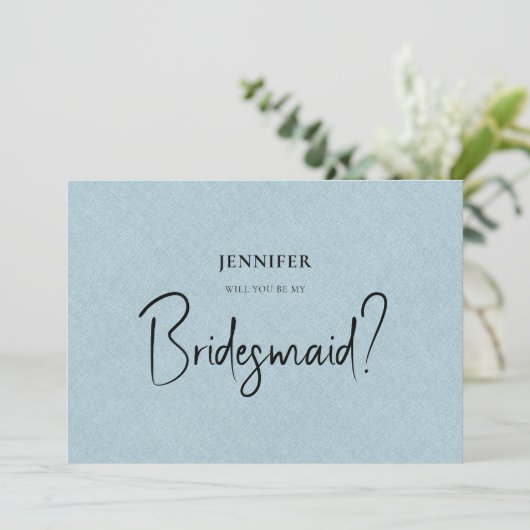 Invitation Lin Bleu Blanc Script Tu Seras Ma Servante D'Épous (Debout devant)