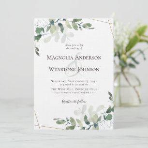Invitation Lin Eucalyptus Verdure Or Mariage de luxe